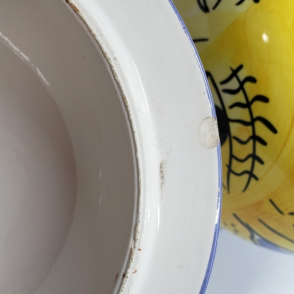 Pier 1 Imports Sun Face Cookie Jar Lid Yellow Blue Hand Painted  Made in Italy - Picture 15 of 16